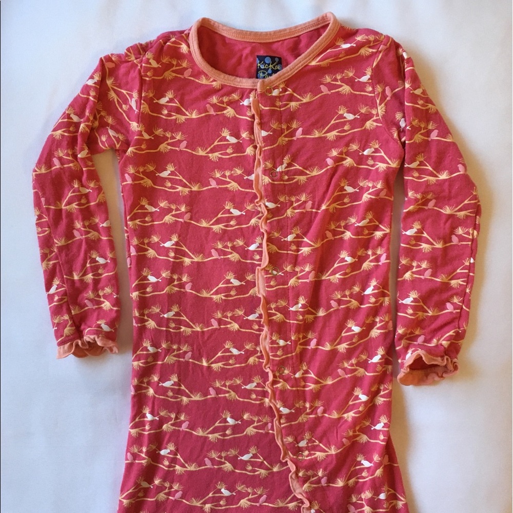 Kickee Pants Ruffle Coverall in Pink Birds